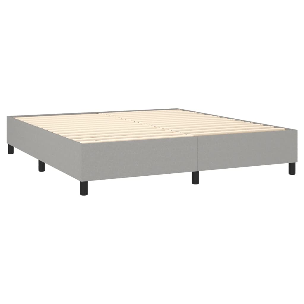 vidaXL Boxspring met matras en LED stof lichtgrijs 180x200 cm