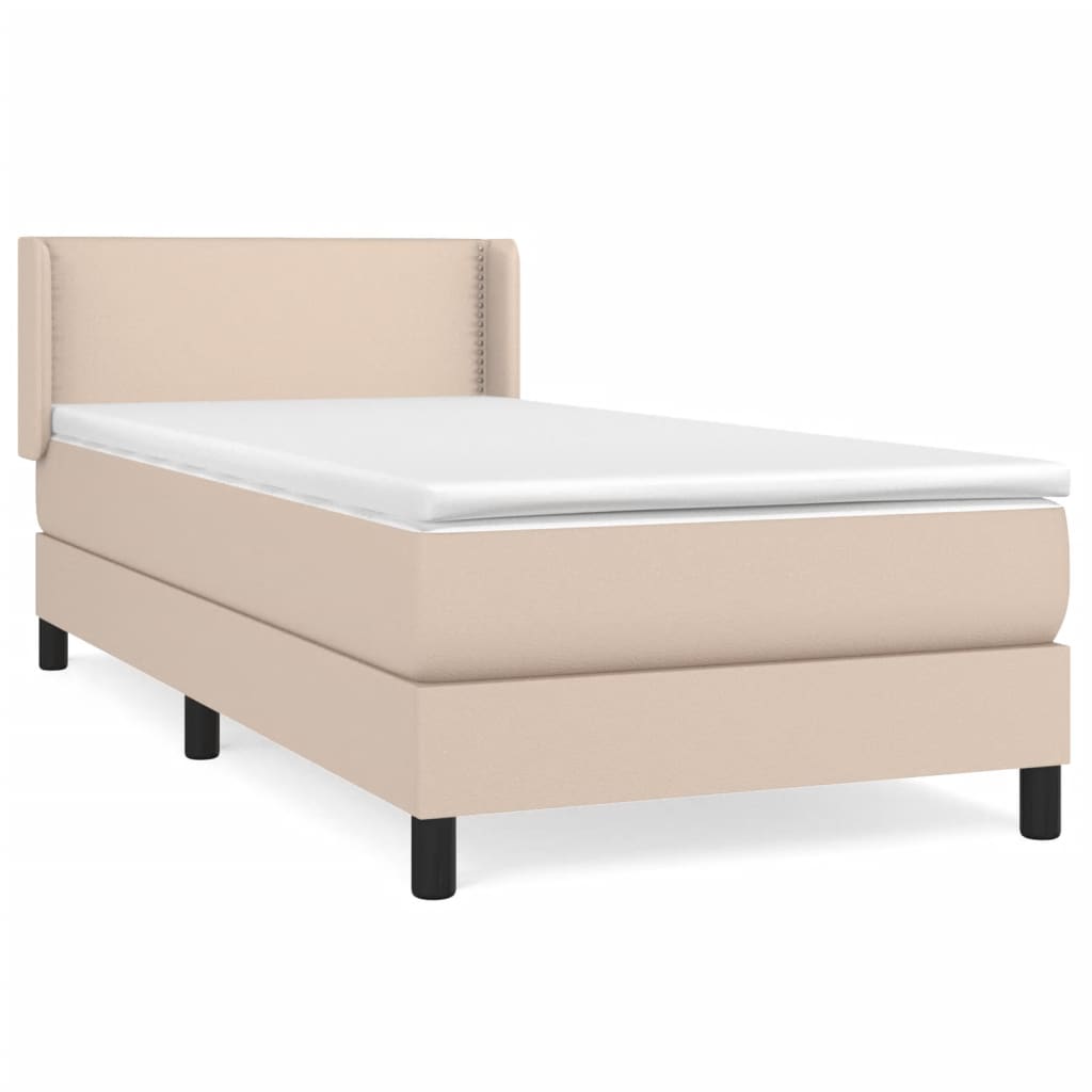 vidaXL Boxspring met matras kunstleer cappuccinokleurig 100x200 cm