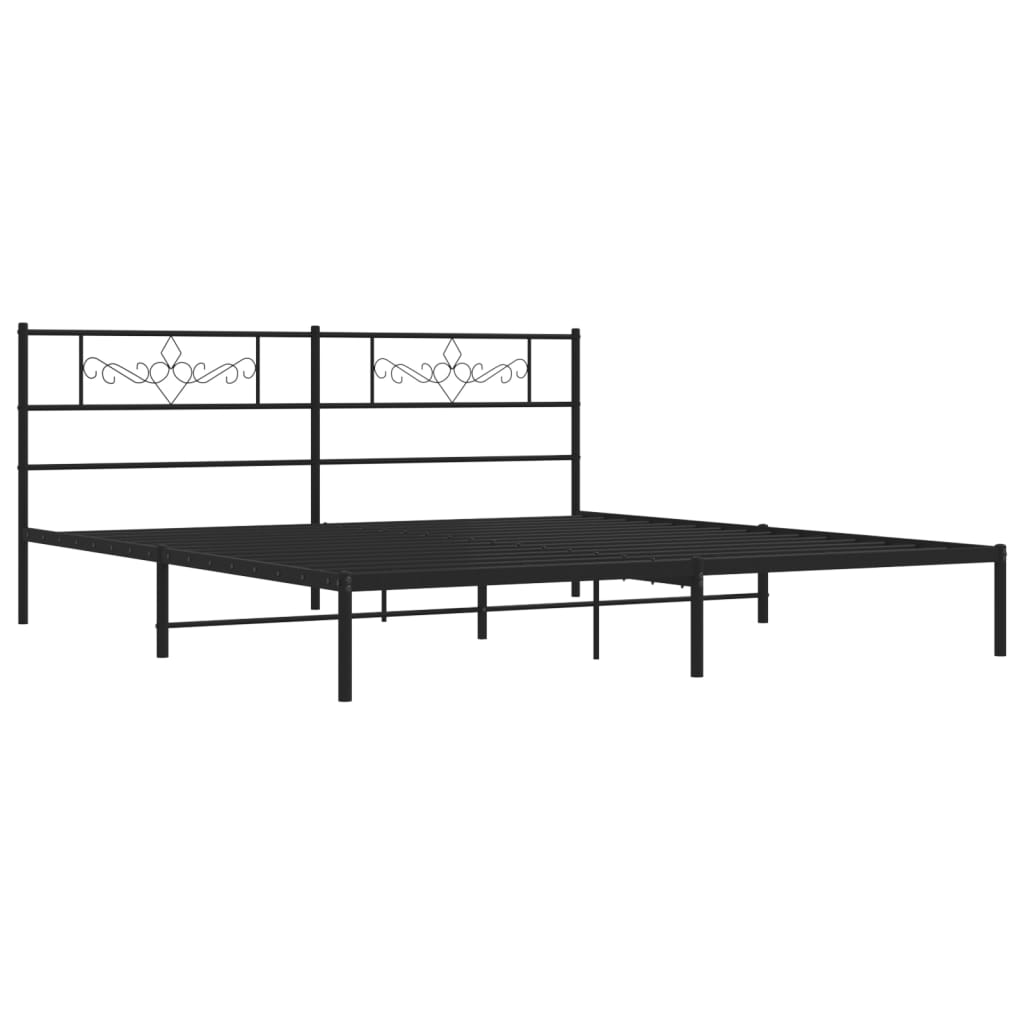 vidaXL Bedframe met hoofdbord metaal zwart 193x203 cm