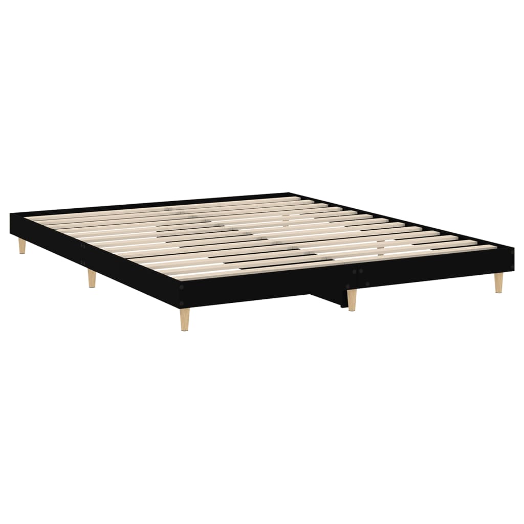 vidaXL Bedframe bewerkt hout zwart 160x200 cm