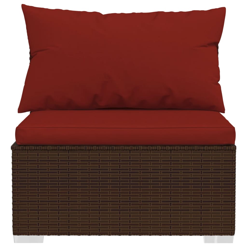 vidaXL 8-delige Loungeset met kussens poly rattan bruin