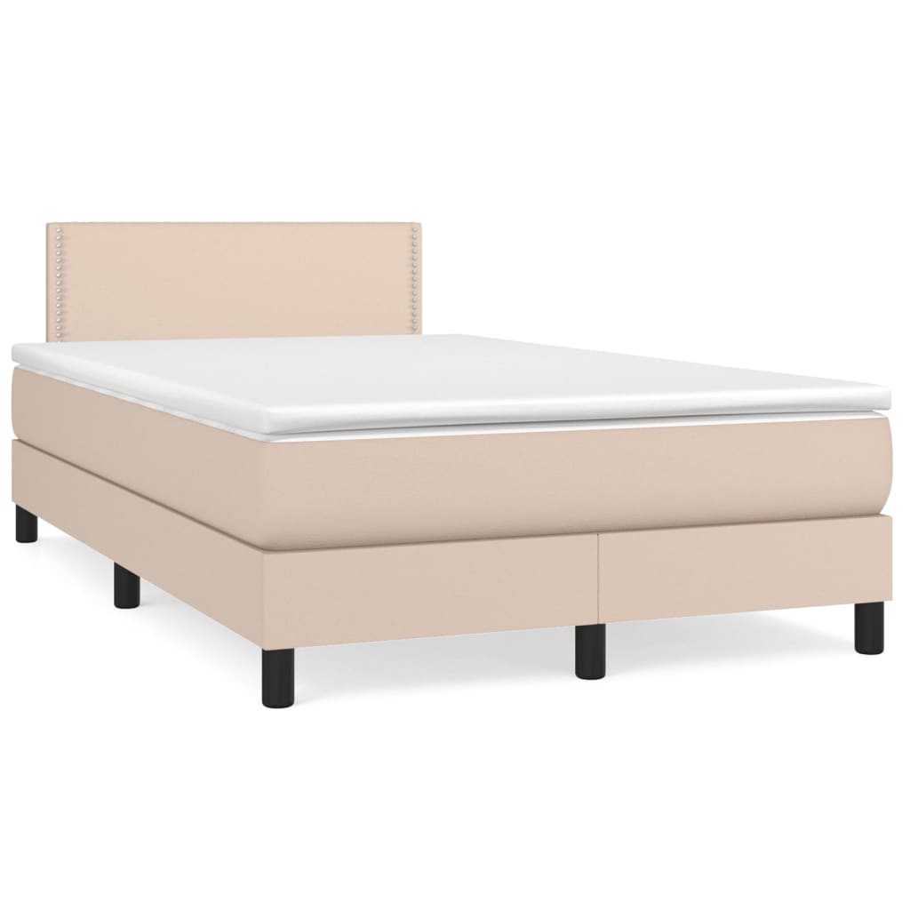 vidaXL Boxspring met matras kunstleer cappuccinokleurig 120x200 cm