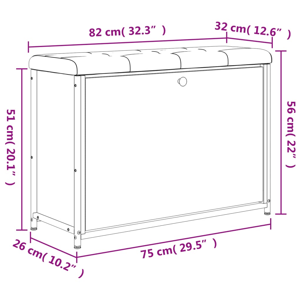 vidaXL Schoenenbankje met klaplade 82x32x56 cm sonoma eikenkleurig