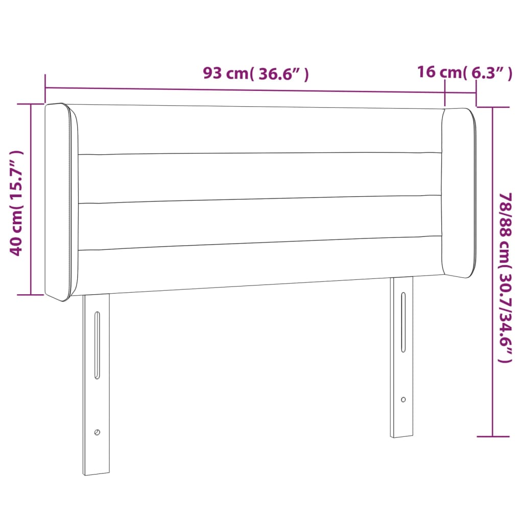 vidaXL Hoofdbord met randen 93x16x78/88 cm stof lichtgrijs