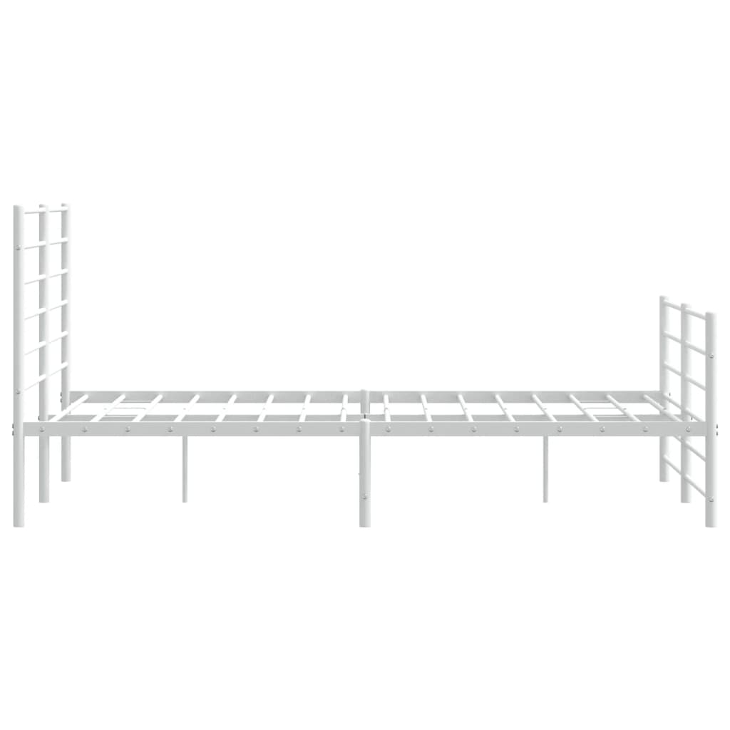 vidaXL Bedframe met hoofd- en voeteneinde metaal wit 140x190 cm