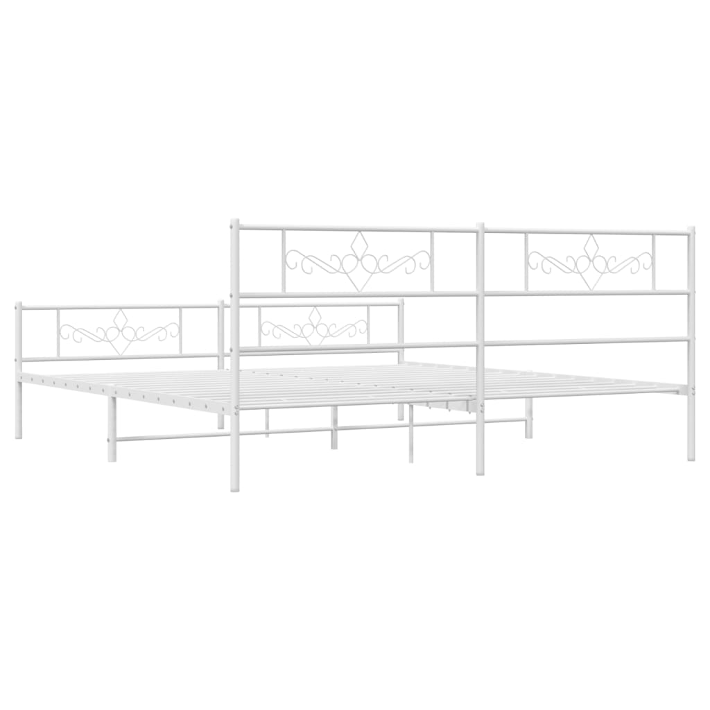 vidaXL Bedframe met hoofd- en voeteneinde metaal wit 180x200 cm