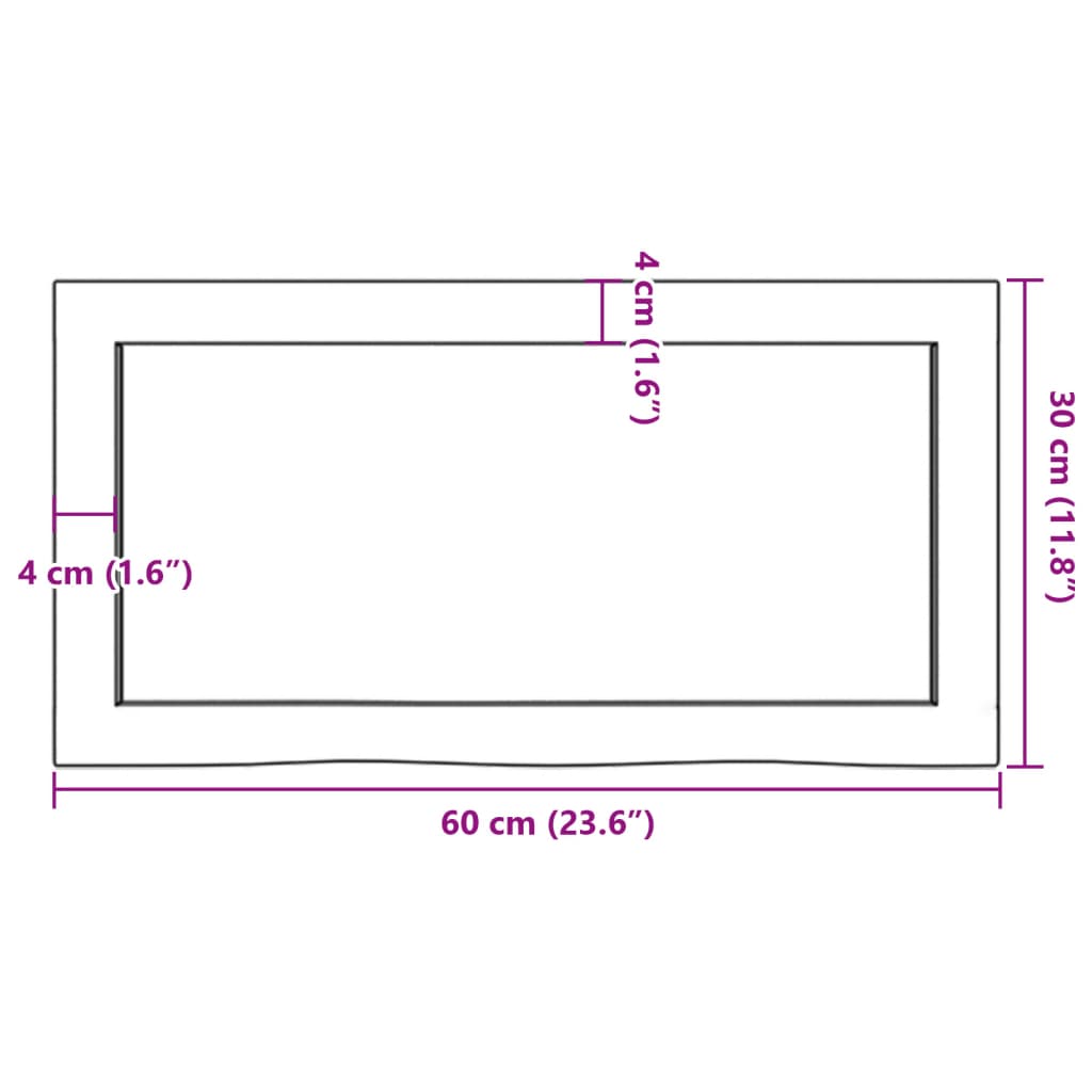 vidaXL Wastafelblad 60x30x(2-6) cm onbehandeld massief hout