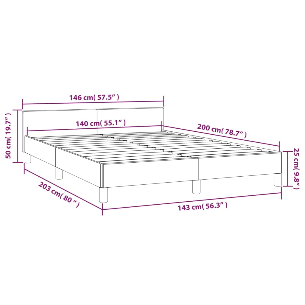 vidaXL Bedframe zonder matras stof donkerbruin 140x200 cm