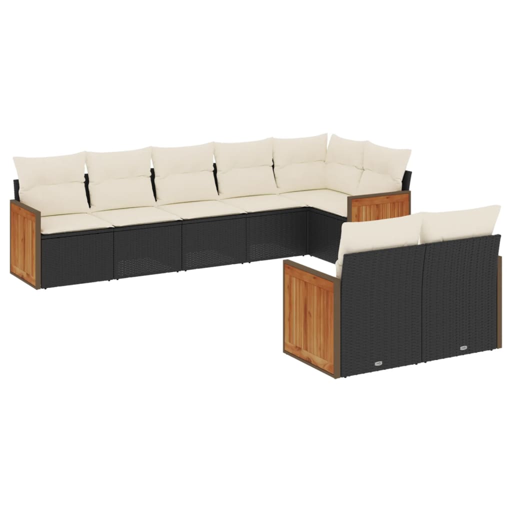 vidaXL 8-delige Loungeset met kussens poly rattan zwart