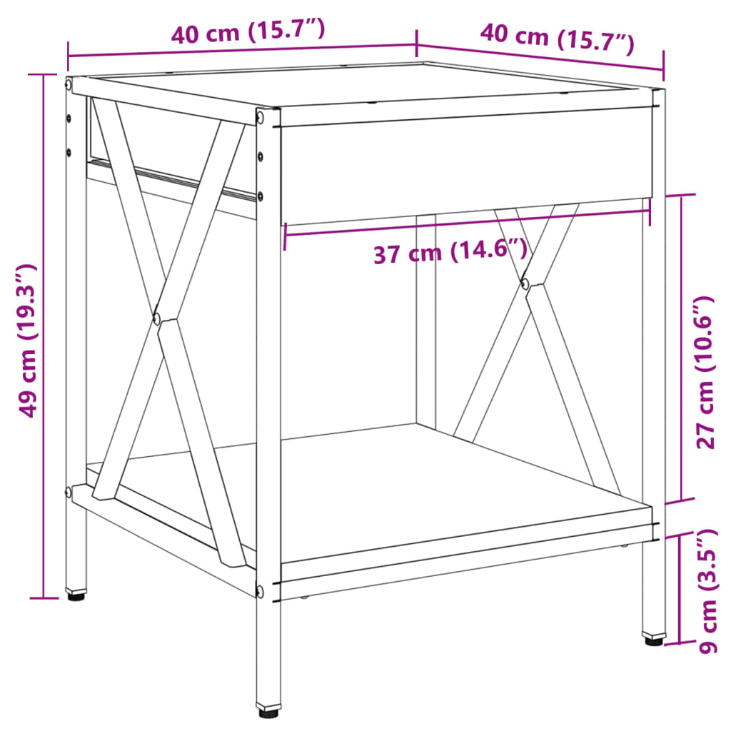 vidaXL Salontafel met Infinity LED 40x40x49 cm bruin eikenkleurig