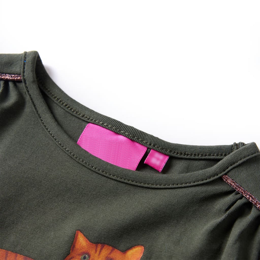 Kindershirt met lange mouwen 140 kakikleurig