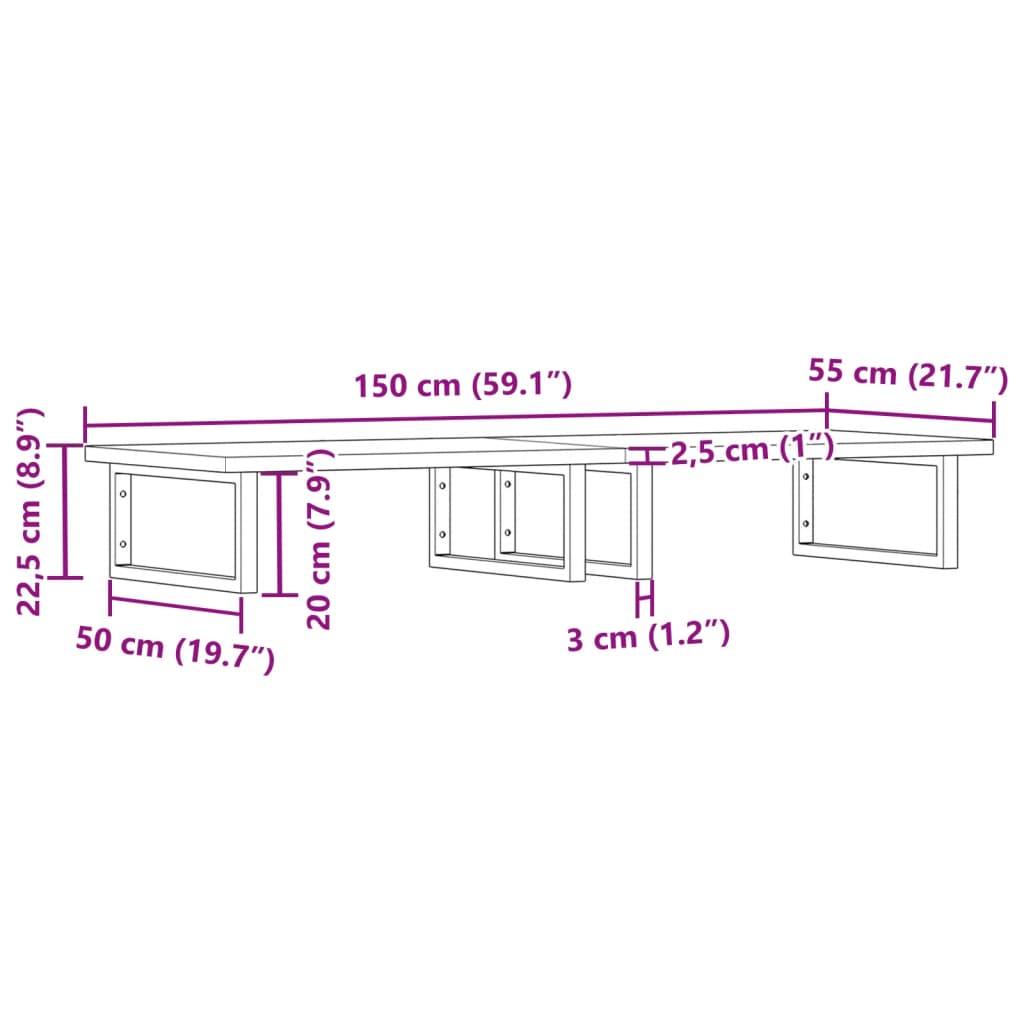 vidaXL Badkamer wandschap staal en massief beukenhout