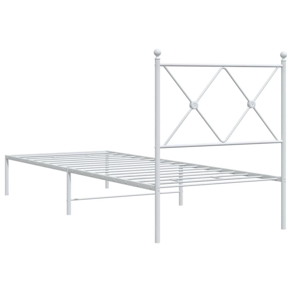 vidaXL Bedframe met hoofdbord zonder matras metaal wit 75x190 cm