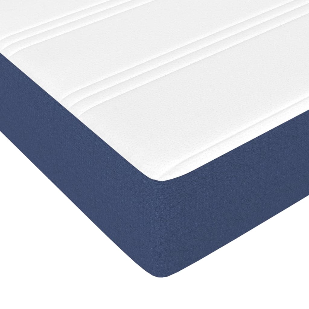 vidaXL Boxspring met matras stof blauw 90x200 cm