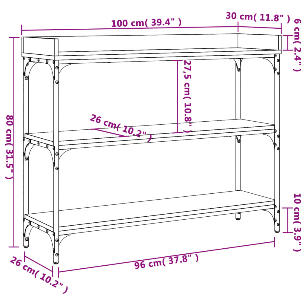 vidaXL Wandtafel met schappen 100x30x80 cm bruin eikenkleur