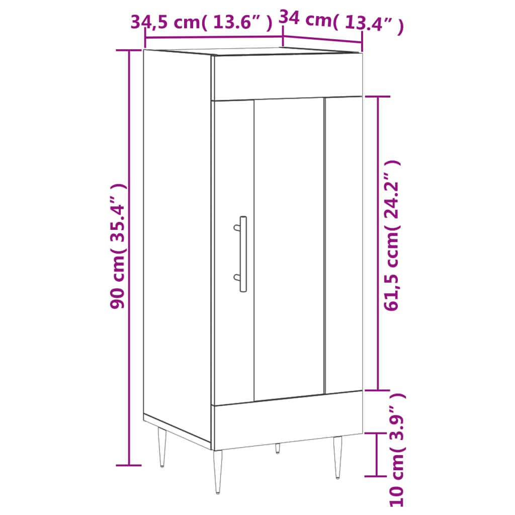 vidaXL Dressoir 34,5x34x90 cm bewerkt hout wit