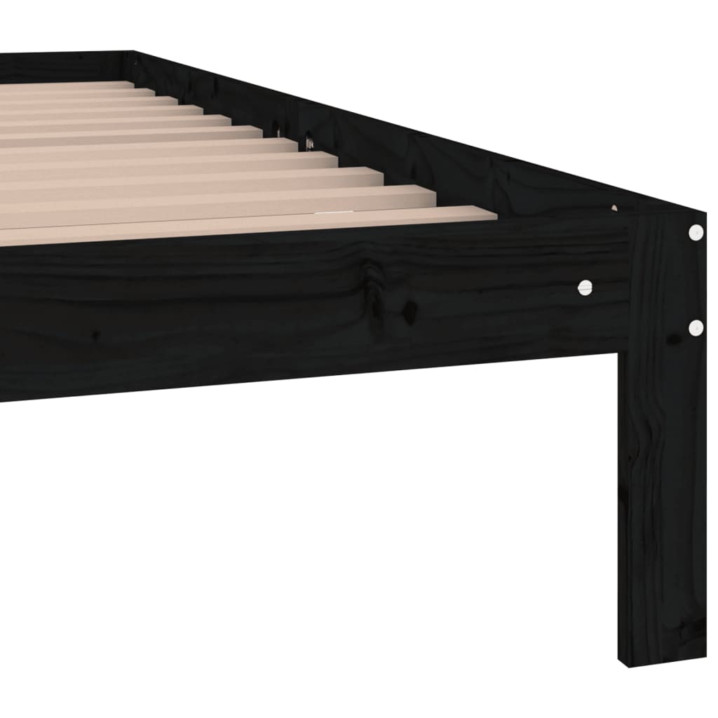 vidaXL Bedframe massief hout zwart 135x190 cm