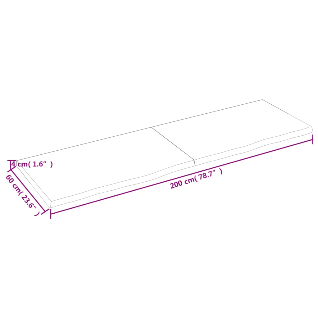 vidaXL Wandschap 200x60x(2-4)cm behandeld massief eikenhout lichtbruin