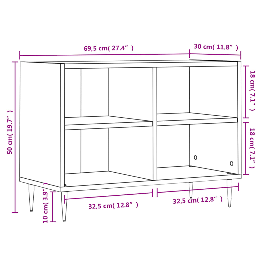 vidaXL Tv-meubel 69,5x30x50 cm bewerkt hout wit