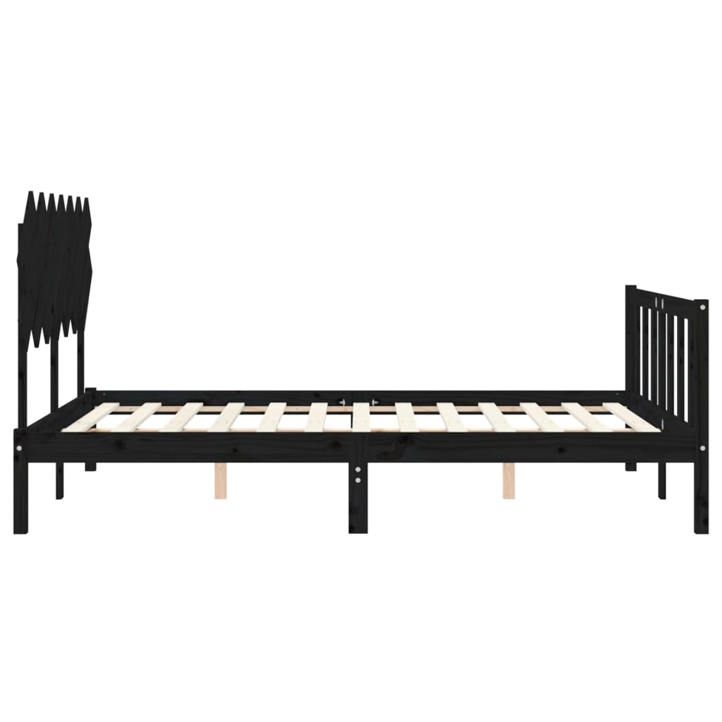 vidaXL Bedframe met hoofdbord massief hout zwart