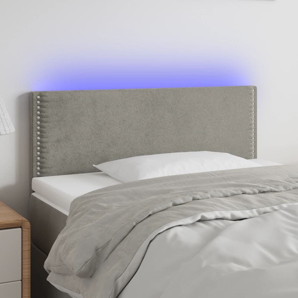 vidaXL Hoofdbord LED 100x5x78/88 cm fluweel lichtgrijs