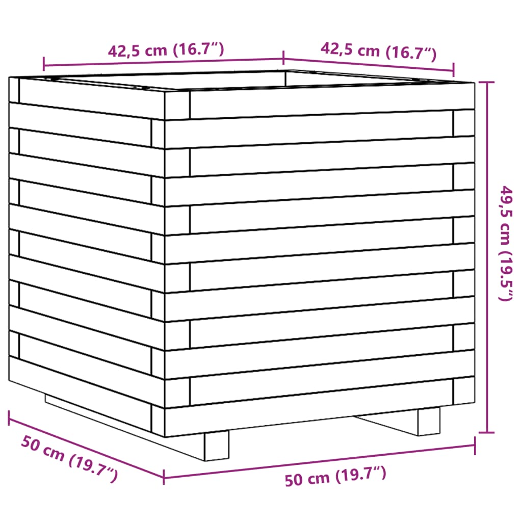 vidaXL Plantenbak 50x50x49,5 cm massief grenenhout wit