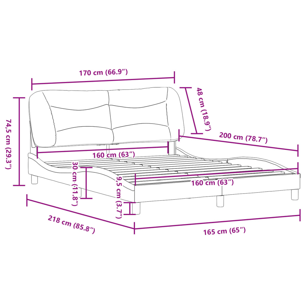 vidaXL Bedframe met hoofdbord kunstleer zwart 160x200 cm