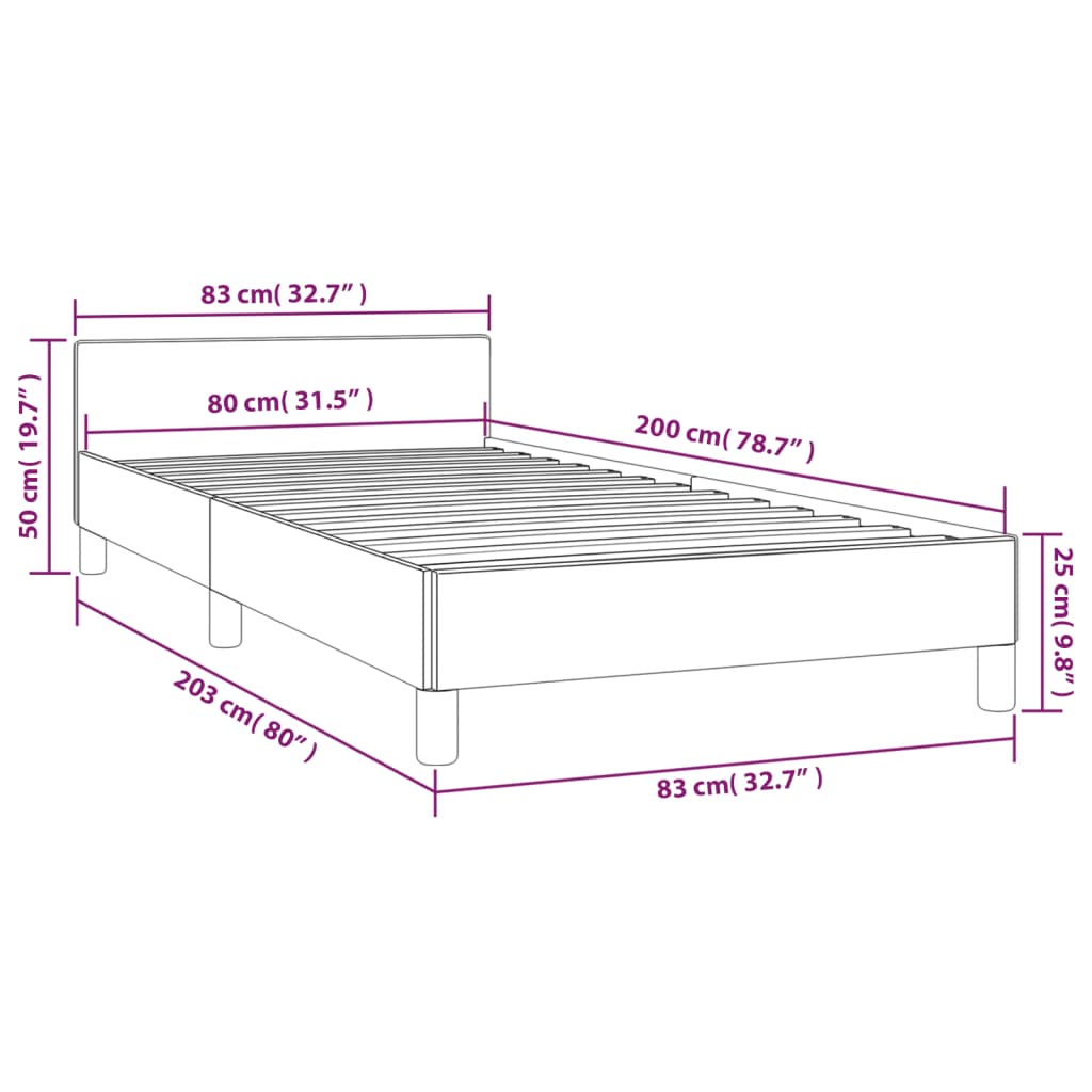 vidaXL Bedframe met hoofdeinde fluweel donkergrijs 80x200 cm