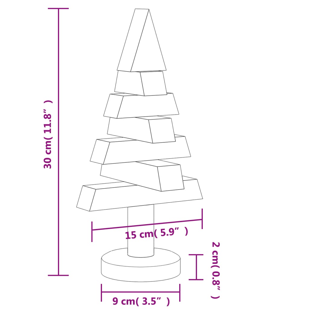 vidaXL Kerstdecoraties kerstboom 2 st 30 cm massief grenenhout