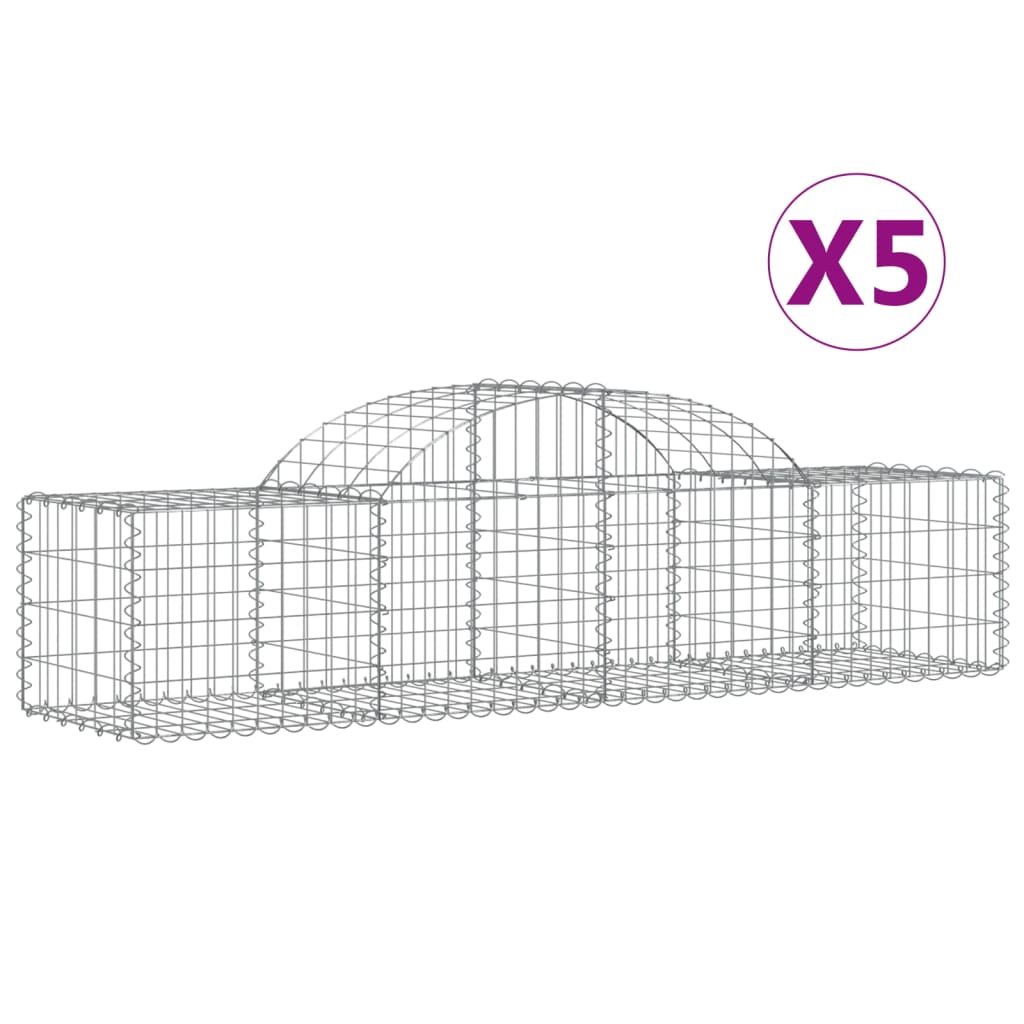 vidaXL Schanskorven 5 st gewelfd 200x50x40/60 cm gegalvaniseerd ijzer