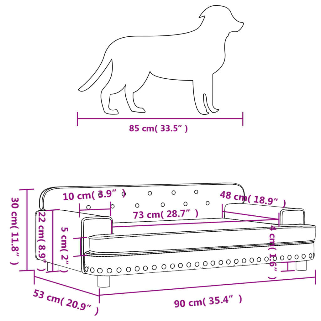 vidaXL Hondenmand 90x53x30 cm fluweel roze