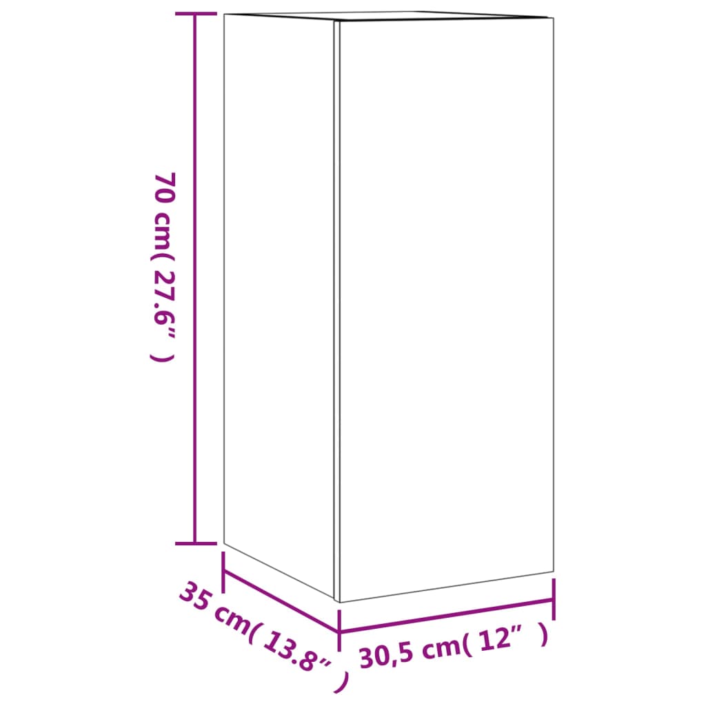 vidaXL Tv-wandmeubel met LED-verlichting 30,5x35x70 cm sonoma eiken