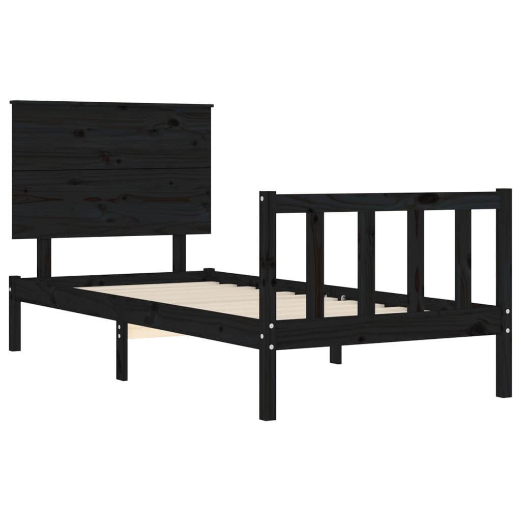 vidaXL Bedframe met hoofdbord massief hout zwart