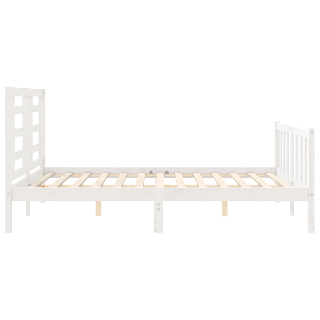 vidaXL Bedframe met hoofdbord massief hout wit 160x200 cm