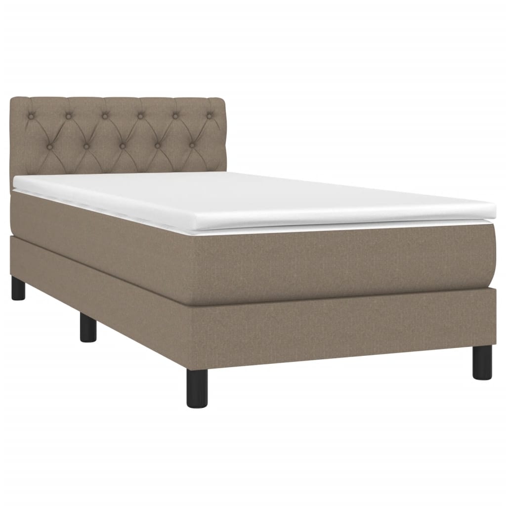 vidaXL Boxspring met matras stof taupe 80x200 cm