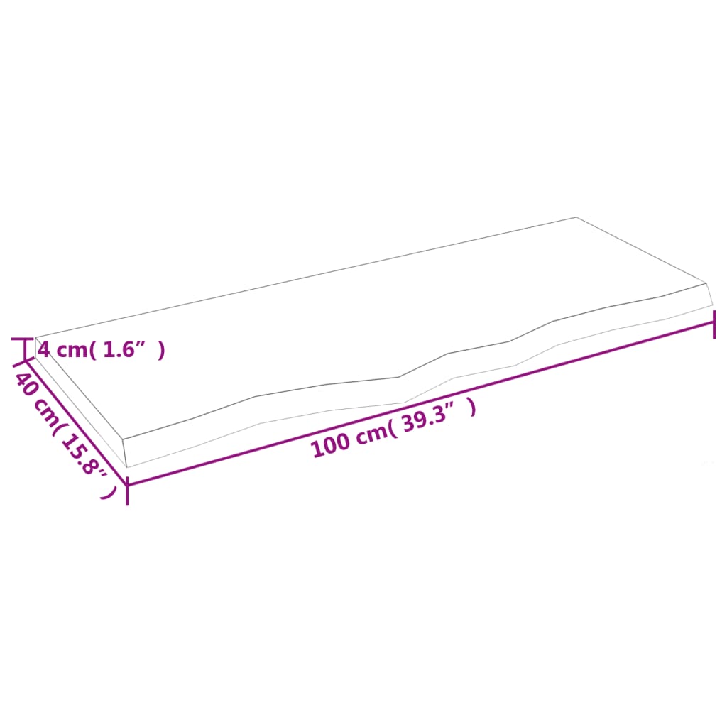 vidaXL Tafelblad 100x40x(2-4) cm onbehandeld massief eikenhout