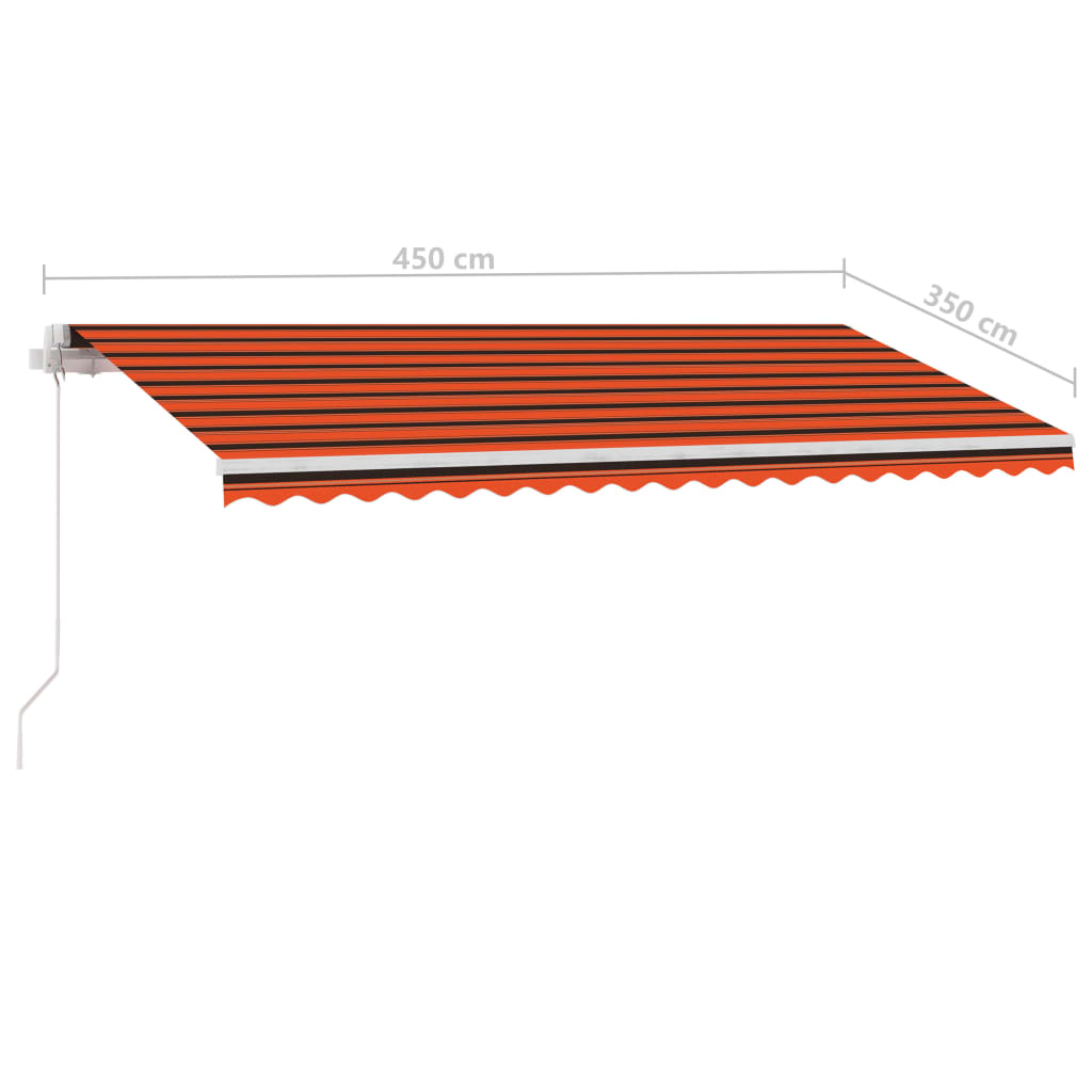 vidaXL Luifel vrijstaand handmatig uittrekbaar 450x350 cm oranje bruin