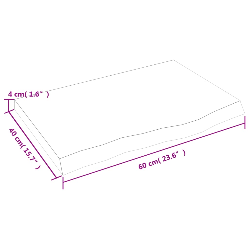 vidaXL Tafelblad 60x40x(2-4) cm onbehandeld massief eikenhout