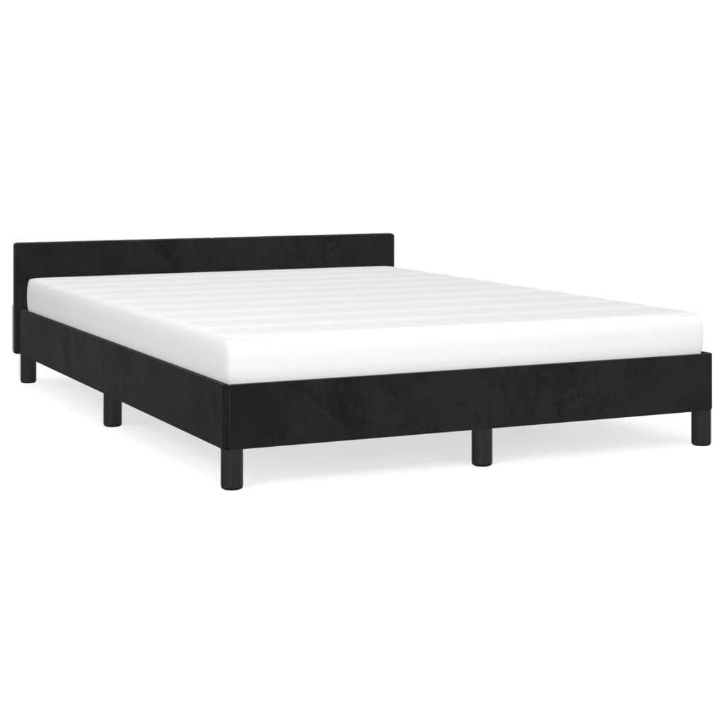 vidaXL Bedframe met hoofdeinde fluweel zwart 140x200 cm