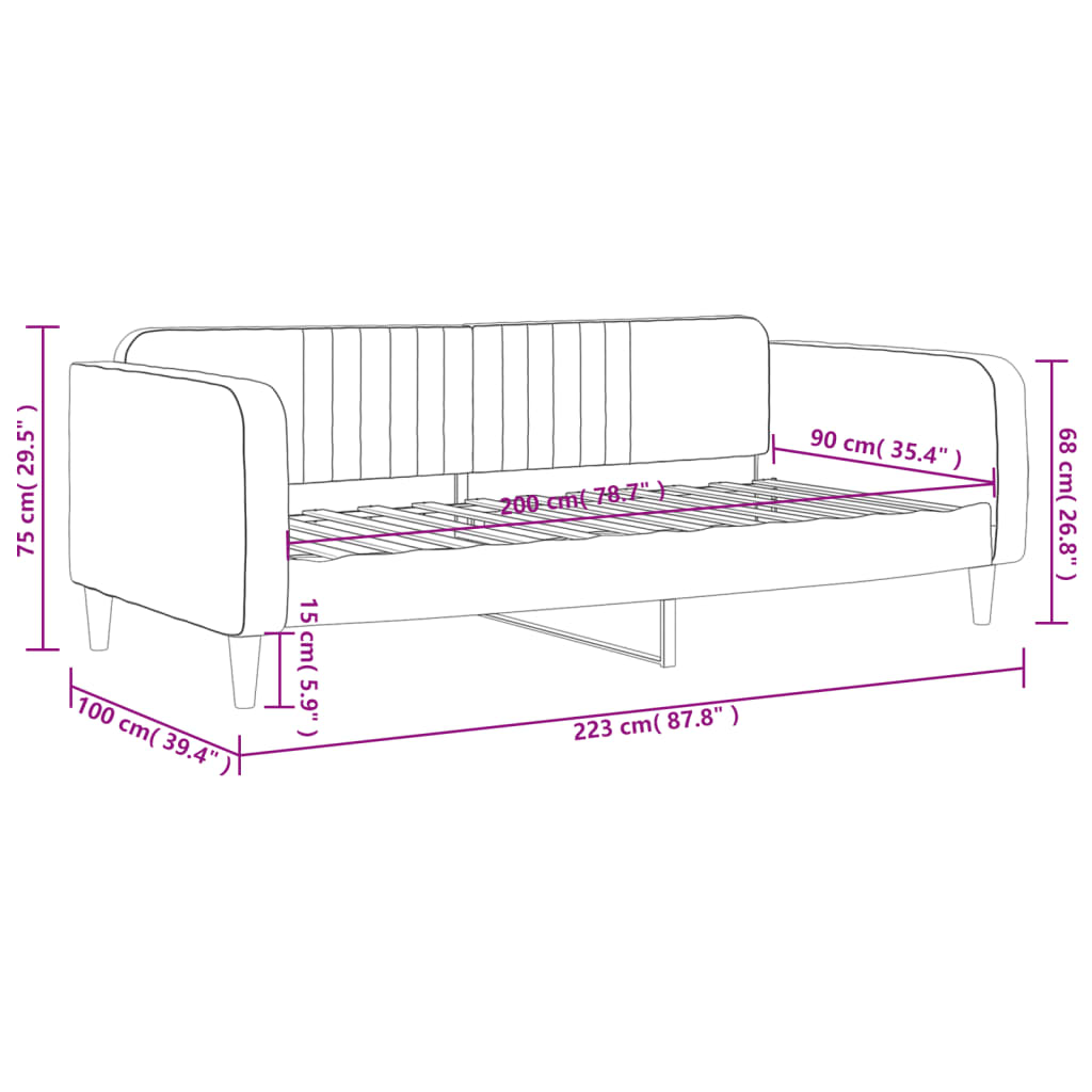 vidaXL Slaapbank 90x200 cm fluweel donkergroen