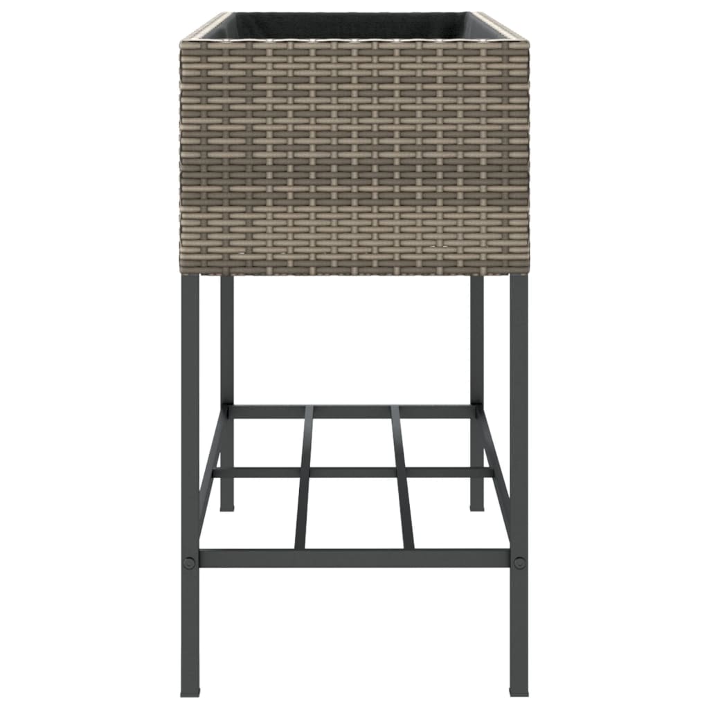 vidaXL Plantenbakken met schap 2 st 90x40x75 poly rattan grijs