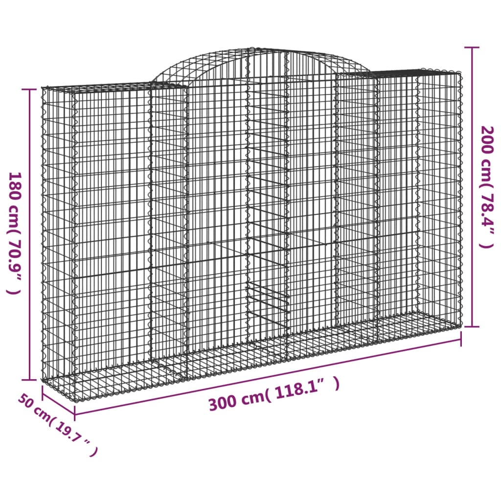 vidaXL Schanskorven 13 st gewelfd 300x50x180/200 cm ijzer