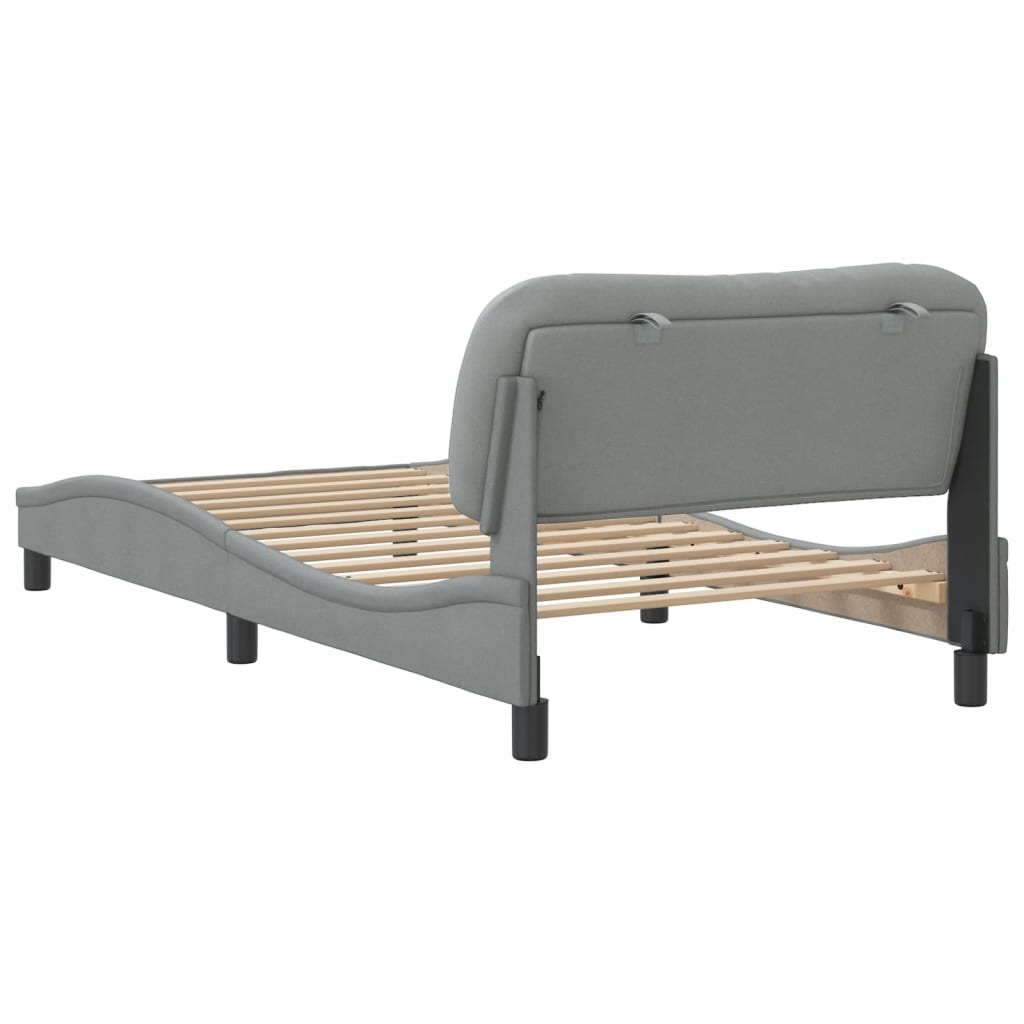 vidaXL Bedframe met hoofdbord stof lichtgrijs 100x200 cm