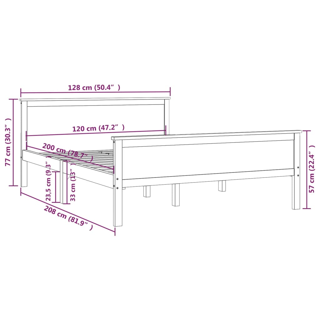 vidaXL Bedframe massief grenenhout 120x200 cm