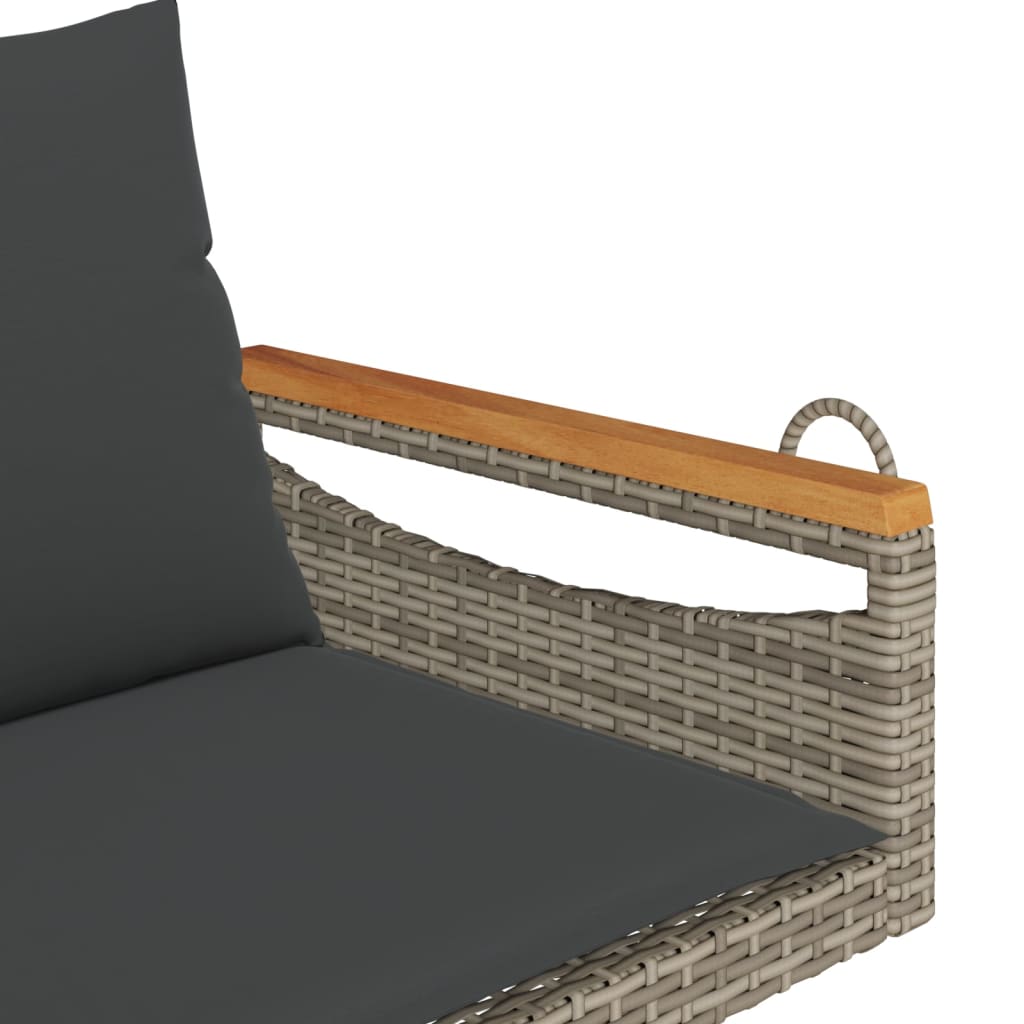 vidaXL Schommelbank met kussens 109x62x40 cm poly rattan grijs