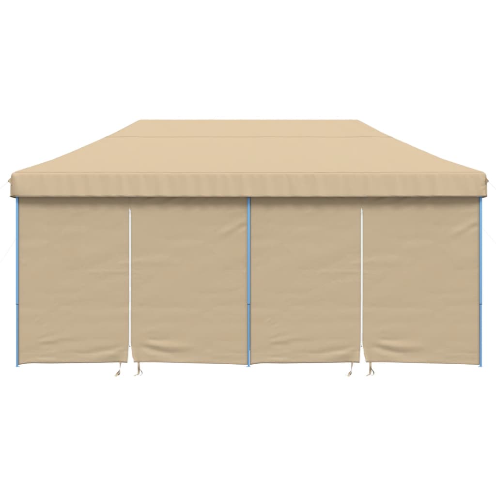 vidaXL Partytent inklapbaar pop-up met 4 zijwanden beige