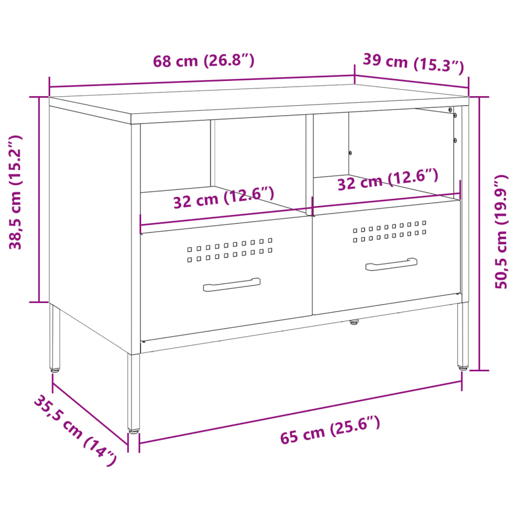 vidaXL Tv-meubel 68x39x50,5 cm staal mosterdgeel