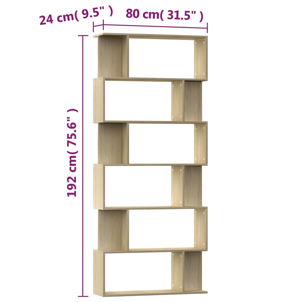 vidaXL Boekenkast / kamerscherm 80x24x192 cm bewerkt hout sonoma eiken