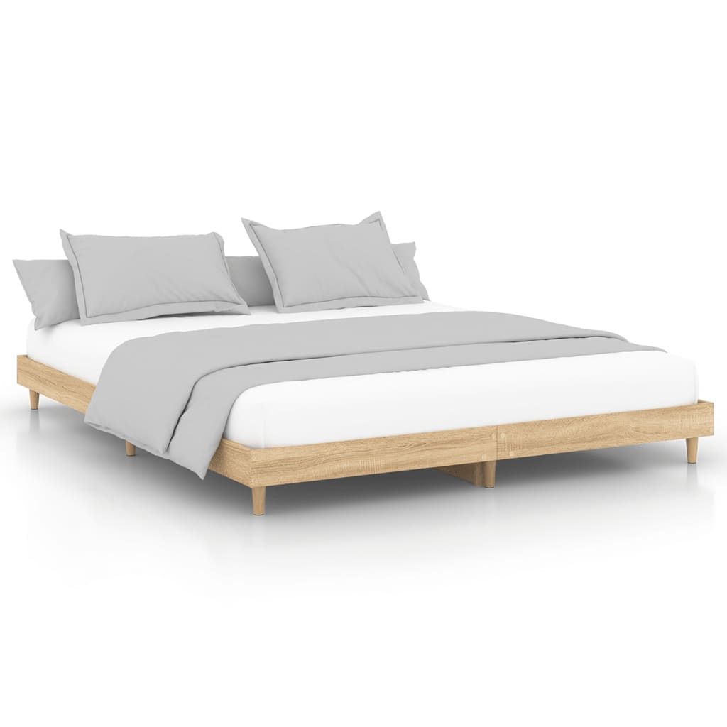 vidaXL Bedframe bewerkt hout sonoma eikenkleurig 200x200 cm