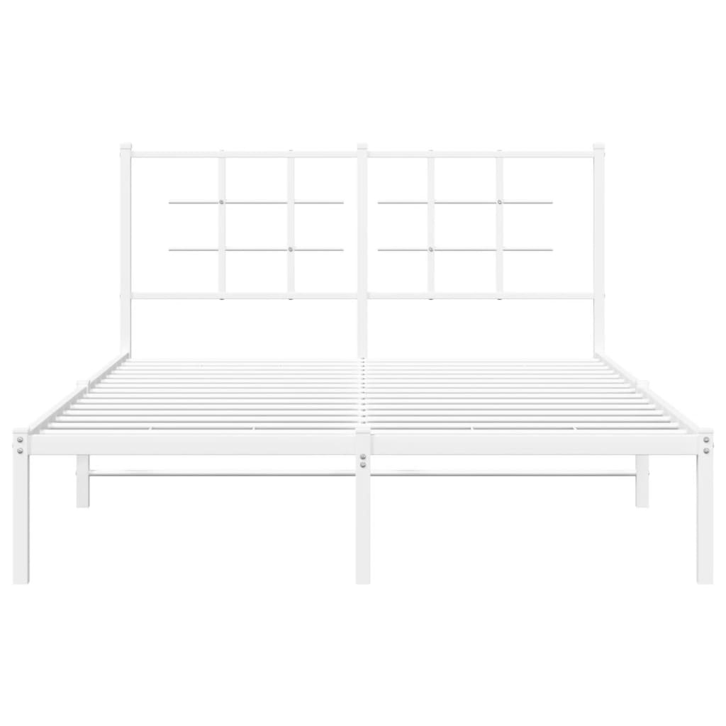 vidaXL Bedframe met hoofdbord metaal wit 140x200 cm